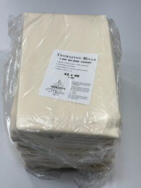 Thomaston Mills Ivory Pillowcases Cotton Blend 42x40 Set 12 Hotel